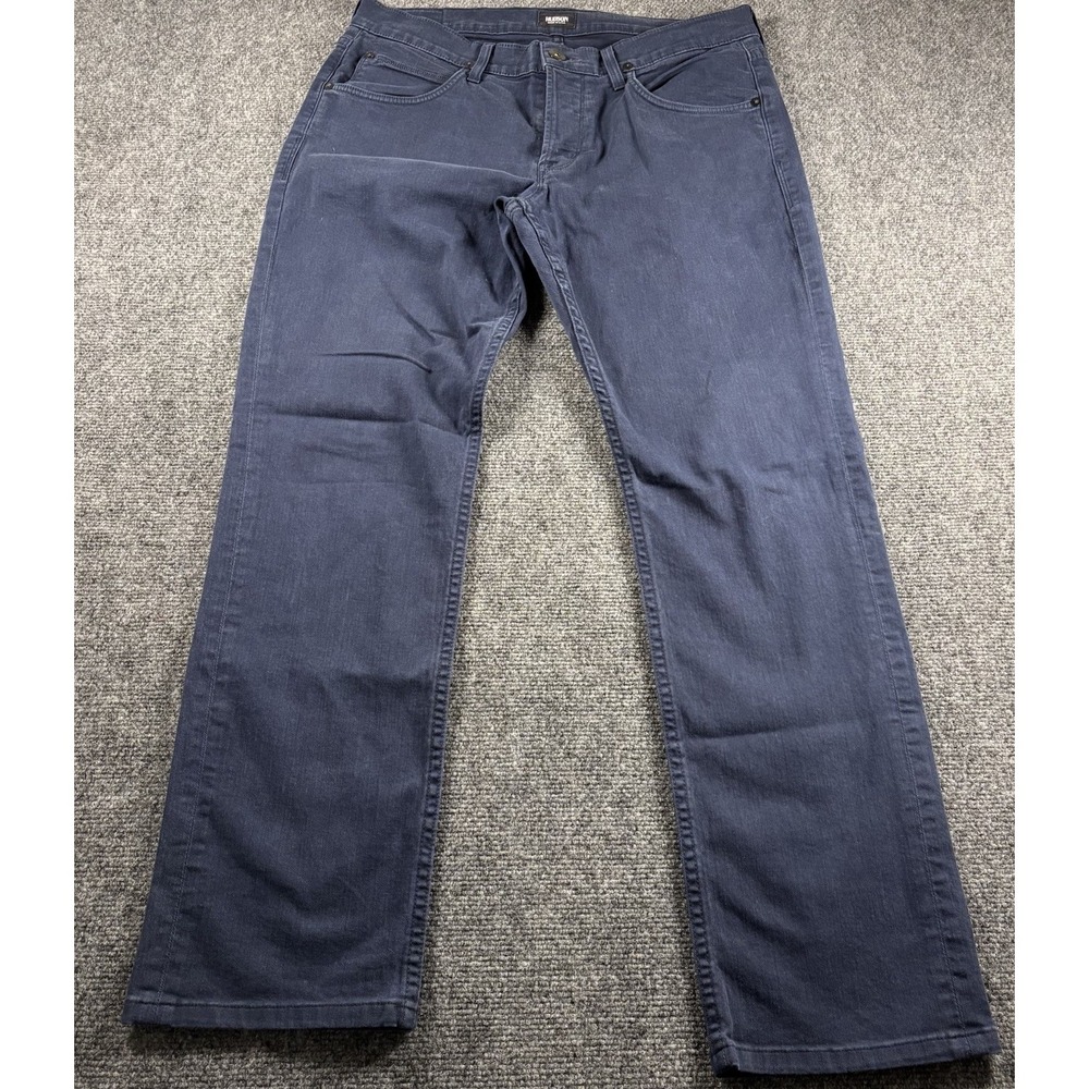 Hudson Byron Straight Leg Pants Mens 34 Navy Blue Button Fly M255DLE Made in USA